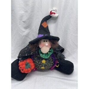 Halloween Witch Shelf Sitter Doll with Pumpkin Ghost Roly Poly 11” Decoration